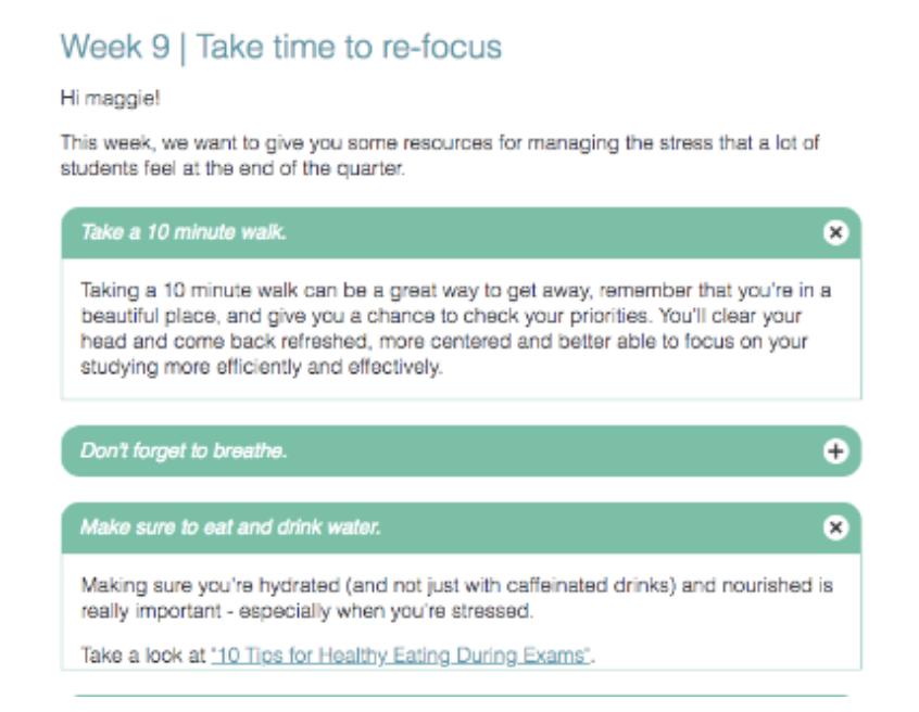 screenshot of resources for re-focusing