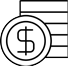 icon of a coin in front of spreadsheet rows