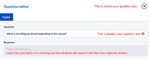 screenshot showing several lines of red text with x icons next to them