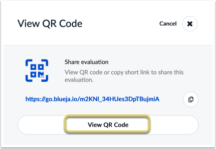 screenshot highlighting a View QR Code button