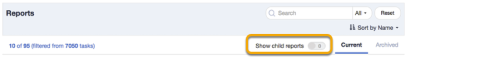 screenshot of Show child reports toggle